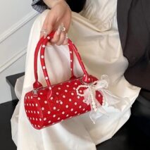 Chic Polka Dot Leather Crossbody Tote Bag - ArtGalleryZen