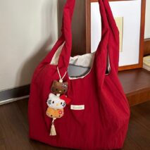 Chic Red Stripe Casual Shoulder Tote Bag - ArtGalleryZen