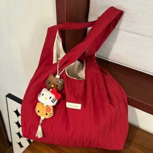 Chic Red Stripe Casual Shoulder Tote Bag - ArtGalleryZen