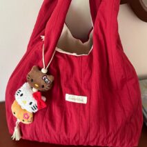 Chic Red Stripe Casual Shoulder Tote Bag - ArtGalleryZen