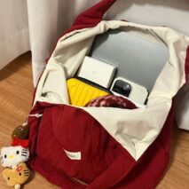 Chic Red Stripe Casual Shoulder Tote Bag - ArtGalleryZen