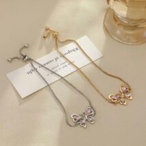 Chic Rhinestone Butterfly Bracelet - ArtGalleryZen