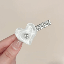 Chic Rhinestone Heart Resin Hair Clip - ArtGalleryZen
