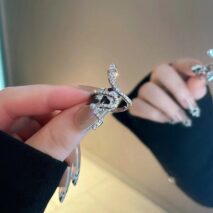 Chic Rhinestone Inlaid Adjustable Snake Statement Ring - ArtGalleryZen
