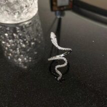 Chic Rhinestone Inlaid Adjustable Snake Statement Ring - ArtGalleryZen