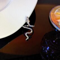 Chic Rhinestone Inlaid Adjustable Snake Statement Ring - ArtGalleryZen