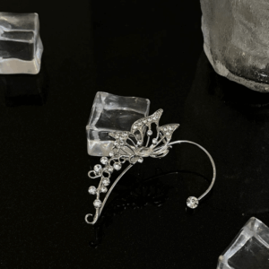 Chic Rhinestone Inlaid Butterfly Shape Ear Cuff Climber Crawler Wrap Earring - ArtGalleryZen