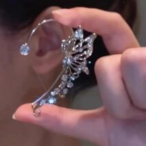 Chic Rhinestone Inlaid Butterfly Shape Ear Cuff Climber Crawler Wrap Earring - ArtGalleryZen