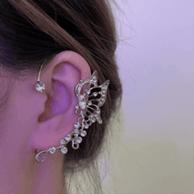 Chic Rhinestone Inlaid Butterfly Shape Ear Cuff Climber Crawler Wrap Earring - ArtGalleryZen