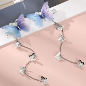 Chic Rhinestone Inlaid Gradient Butterfly Tassel Chain Hair Clip - ArtGalleryZen