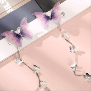 Chic Rhinestone Inlaid Gradient Butterfly Tassel Chain Hair Clip - ArtGalleryZen