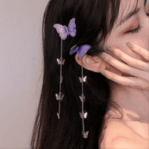 Chic Rhinestone Inlaid Gradient Butterfly Tassel Chain Hair Clip - ArtGalleryZen