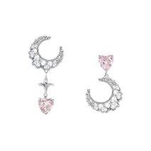 Chic Rhinestone Inlaid Moon Phase Star Heart Dangle Earrings - ArtGalleryZen