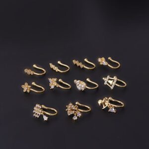 Chic Rhinestone Inlaid Non Piercing Nose Cuff Nose Ring - ArtGalleryZen
