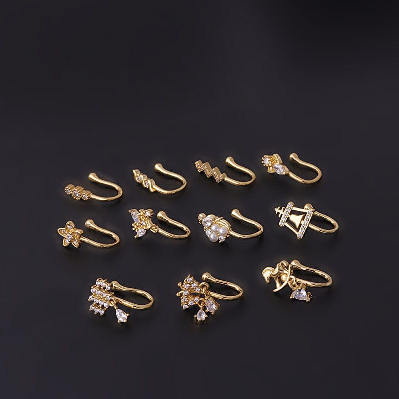Chic Rhinestone Inlaid Non Piercing Nose Cuff Nose Ring - ArtGalleryZen