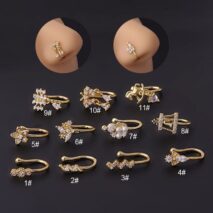 Chic Rhinestone Inlaid Non Piercing Nose Cuff Nose Ring - ArtGalleryZen