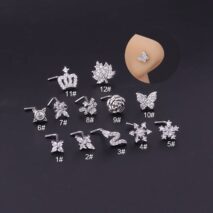 Chic Rhinestone Inlaid Surgical Steel Nose Piercing Nose Stud - ArtGalleryZen