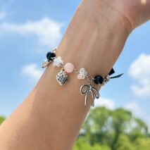 Chic Ribbon Bowknot Strawberry Charm Crystal Chain Bracelet - ArtGalleryZen