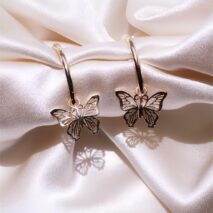 Chic Rose Gold Butterfly Hoop Earrings - ArtGalleryZen