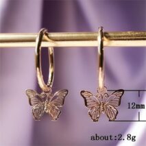 Chic Rose Gold Butterfly Hoop Earrings - ArtGalleryZen