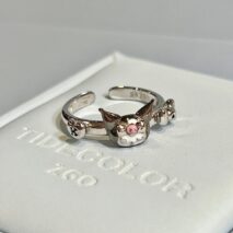 Chic S925 Silver Enamel Sanrio Kuromi Ring - ArtGalleryZen