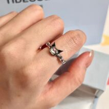 Chic S925 Silver Enamel Sanrio Kuromi Ring - ArtGalleryZen