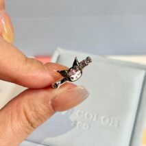 Chic S925 Silver Enamel Sanrio Kuromi Ring - ArtGalleryZen