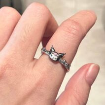 Chic S925 Silver Enamel Sanrio Kuromi Ring - ArtGalleryZen