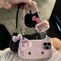Chic Sanrio Hello Kitty Plush Bowknot Handbag iPhone Case - ArtGalleryZen
