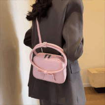 Chic Shoulder Crossbody Bowknot Leather Bag - ArtGalleryZen