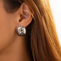 Chic Silver Tone Leopard Square Stud Earrings - ArtGalleryZen