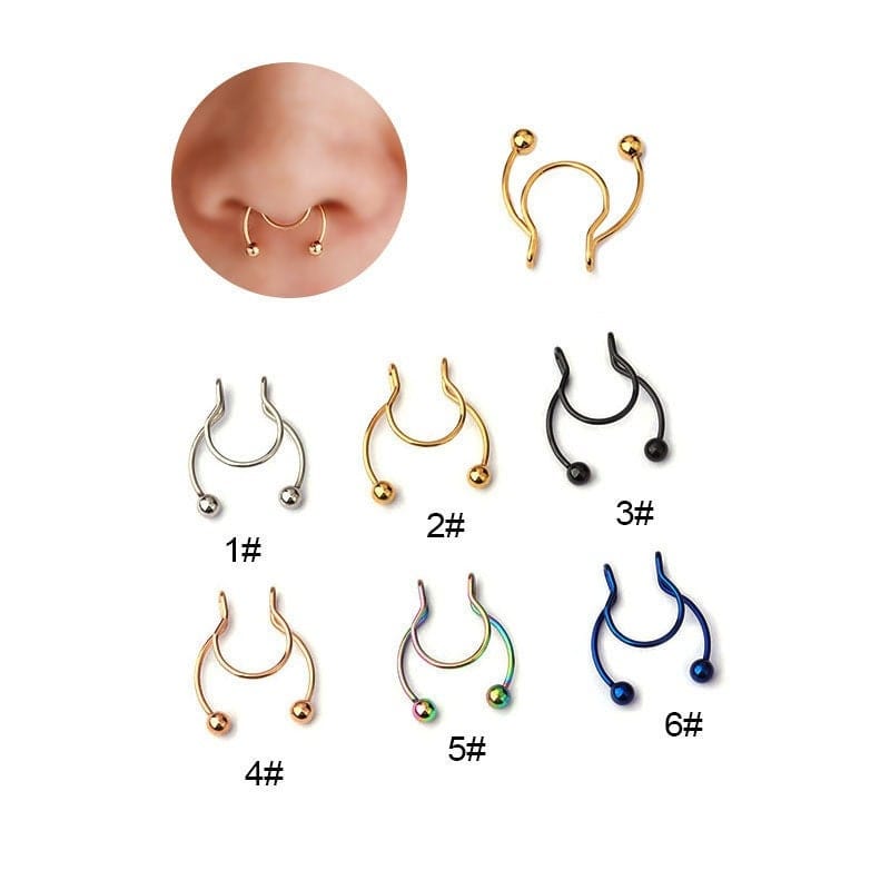 Chic Stainless Steel Colorful Non Piercing Nose Septum Cuff - ArtGalleryZen