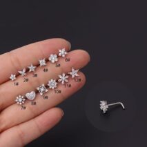 Chic Stainless Steel CZ Inlaid Floral Butterfly Heart Star Nose Piercing Nose Stud - ArtGalleryZen