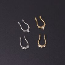 Chic Stainless Steel CZ Inlaid Non Piercing Nose Septum Cuff - ArtGalleryZen
