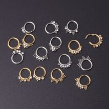 Chic Stainless Steel CZ Inlaid Nose Piercing Septum Ring Hoop - ArtGalleryZen