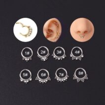 Chic Stainless Steel CZ Inlaid Nose Piercing Septum Ring Hoop - ArtGalleryZen