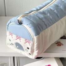 Chic Star Bowknot House Embroidered Pencil Case Storage Bag - ArtGalleryZen