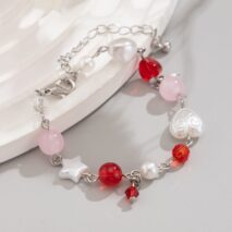Chic Star Heart Pearl Crystal Chain Bracelet - ArtGalleryZen