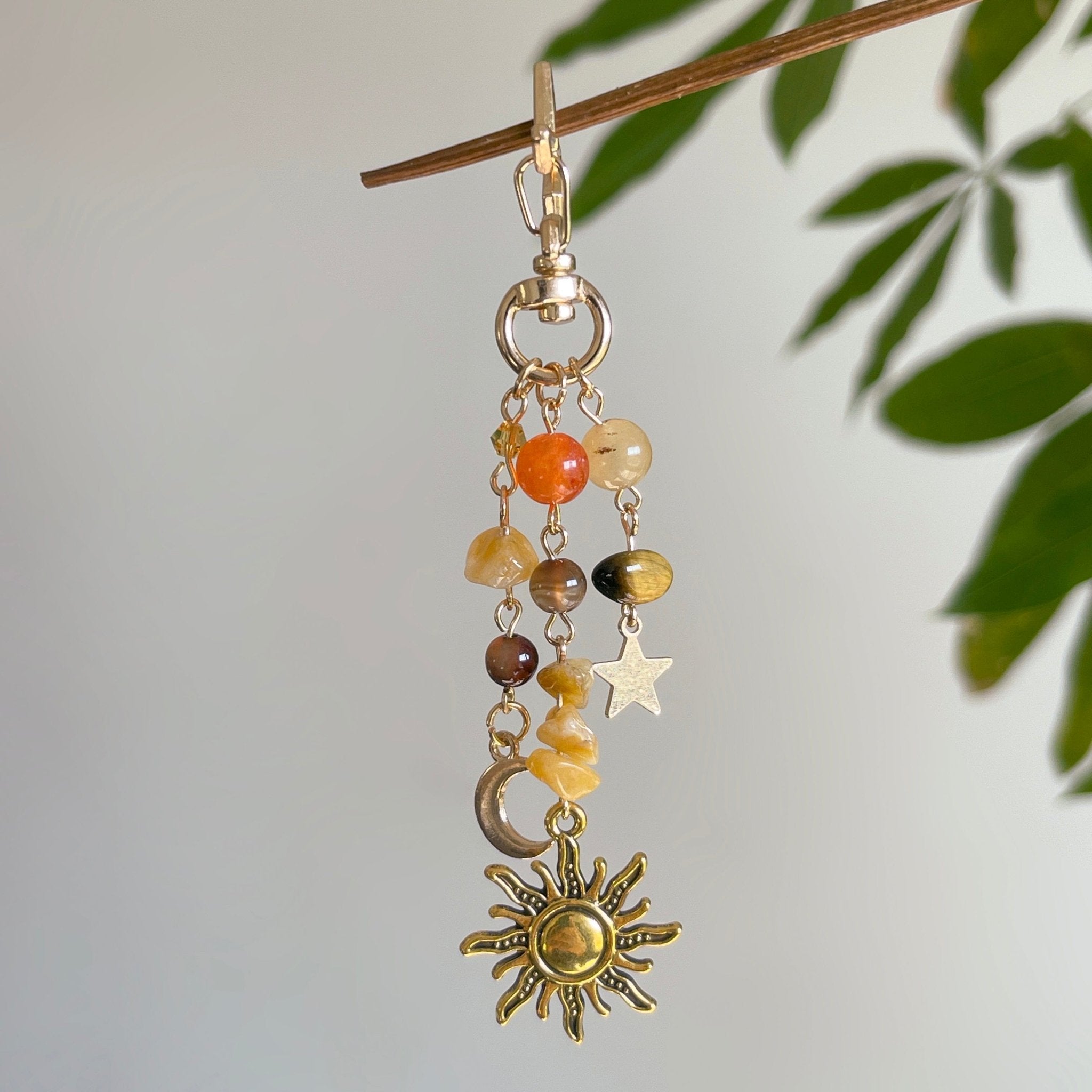 Chic Star Sun Moon Pendant Turquoise Stone Chain Keychain - ArtGalleryZen