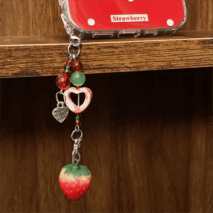 Chic Strawberry Crystal Inlaid Bowknot iPhone Case With Accessories - ArtGalleryZen