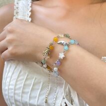 Chic Sun Moon Charm Pearl Crystal Chain Matching Bracelet Set - ArtGalleryZen