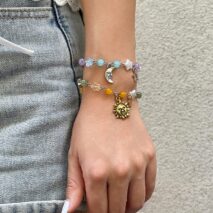 Chic Sun Moon Charm Pearl Crystal Chain Matching Bracelet Set - ArtGalleryZen