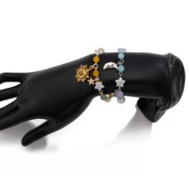 Chic Sun Moon Charm Pearl Crystal Chain Matching Bracelet Set - ArtGalleryZen