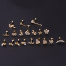 Chic Surgical Steel Rhinestone Inlaid Daith Piercing Helix Stud - ArtGalleryZen
