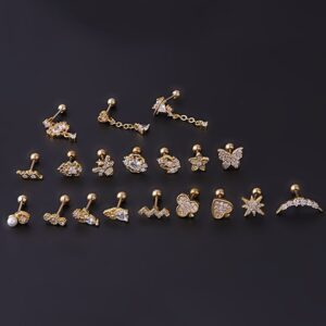 Chic Surgical Steel Rhinestone Inlaid Daith Piercing Helix Stud - ArtGalleryZen