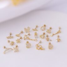 Chic Surgical Steel Rhinestone Inlaid Daith Piercing Helix Stud - ArtGalleryZen