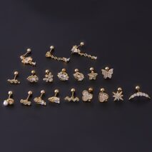 Chic Surgical Steel Rhinestone Inlaid Daith Piercing Helix Stud - ArtGalleryZen