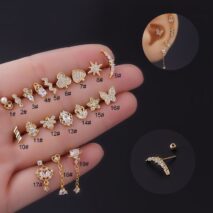 Chic Surgical Steel Rhinestone Inlaid Daith Piercing Helix Stud - ArtGalleryZen