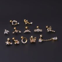 Chic Surgical Steel Rhinestone Inlaid Helix Piercing Stud - ArtGalleryZen