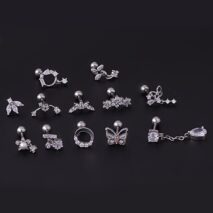 Chic Surgical Steel Rhinestone Inlaid Helix Piercing Stud - ArtGalleryZen